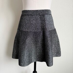 Candies 90s Retro Circle Black and Silver Metallic Gunmetal Stretch Mini Skirt M